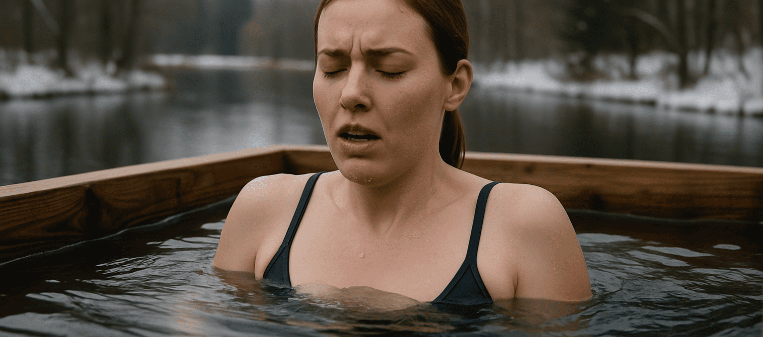 woman having a cold plunge