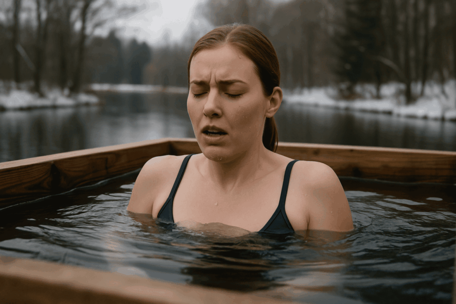 woman having a cold plunge