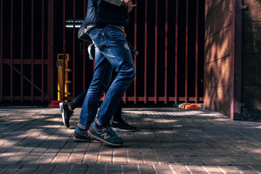 two people walking
