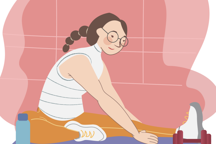 Animated picture of a girl doing yoga